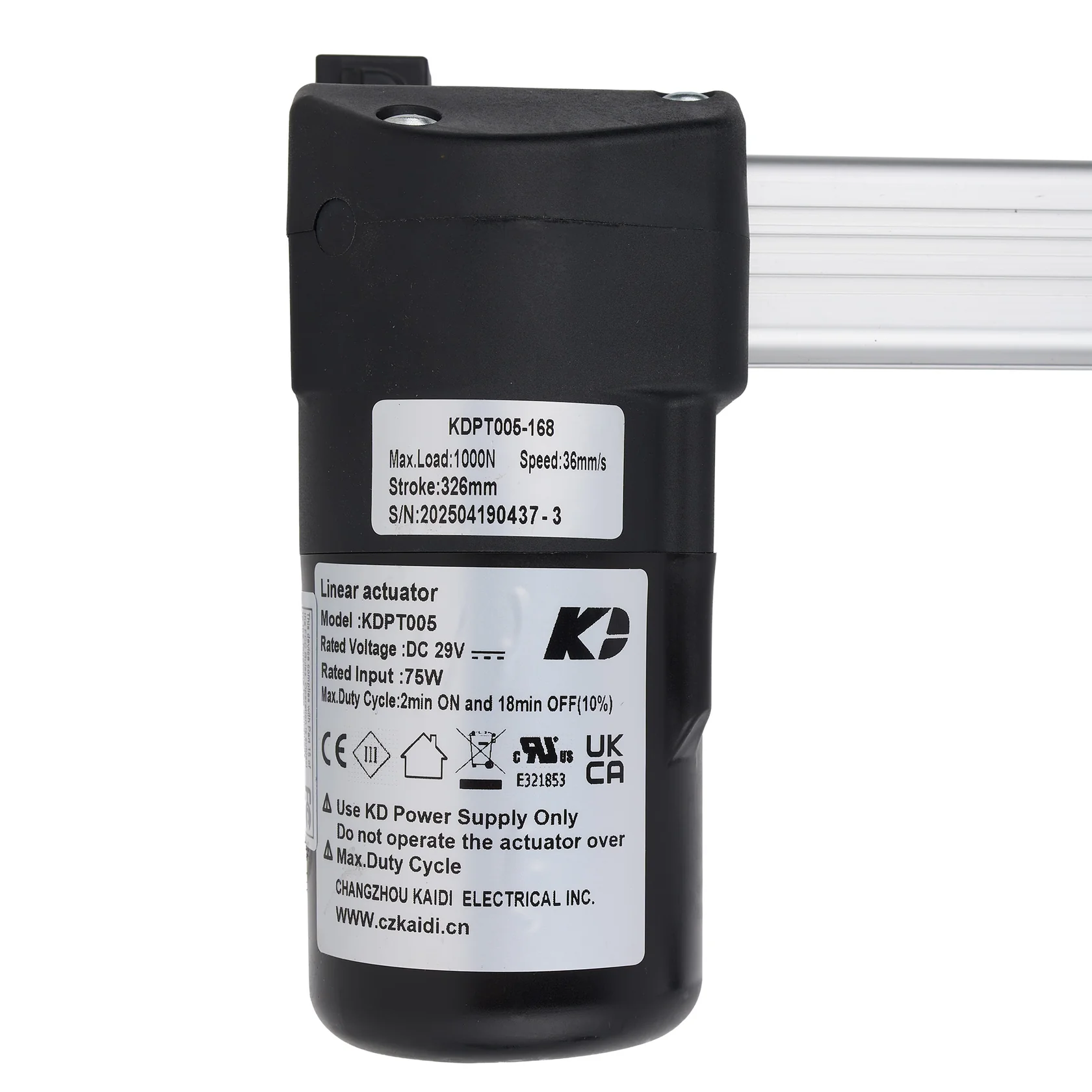 KAIDI KDPT005-168 Linear Actuator for Recliner/Lift Chair - Image 7